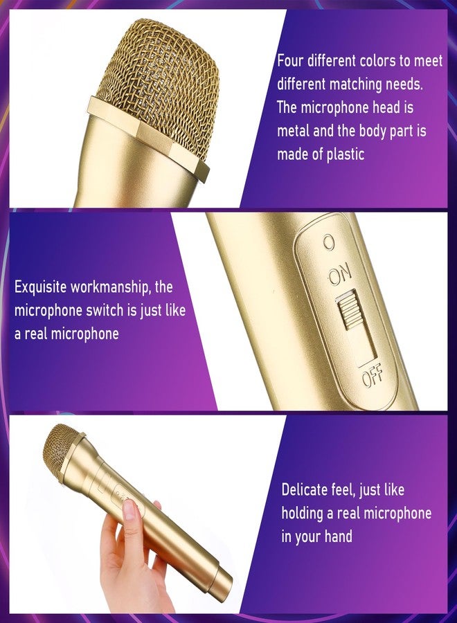 CoscosX 4 Pieces Microphone Prop Play Plastic Toy Microphone Fake Micro-Phone Prop Simulate Speech Fake Practice Plastic Micro Simulators for Costume Party Favors, 4 Color - Image 3